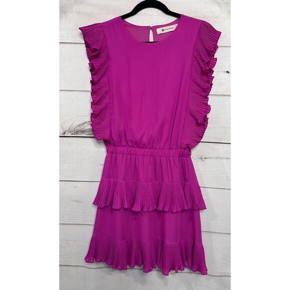The Impeccable Pig Magenta Ruffle Dress Size Small - Picture 1 of 8
